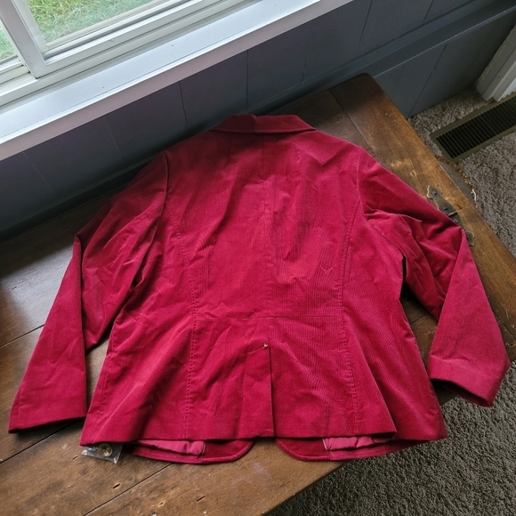 Talbots Corduroy Cotton Stretch 2-Button Blazer size 16W Red Gold Hardware - Picture 7 of 11